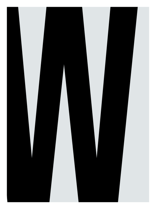 Letter W from WHODUNNIT title in vintage crime scene style
