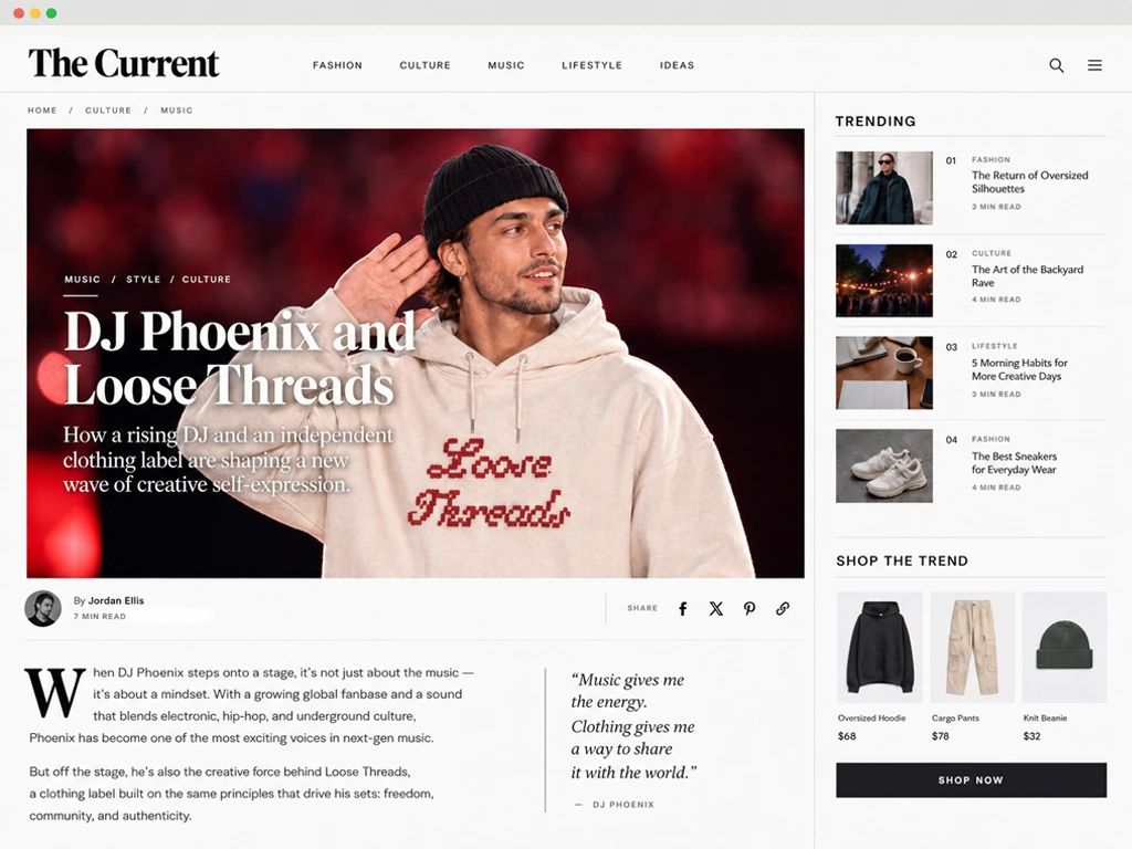 The Current: DJ Phoenix and Loose Threads — a concert appearance becomes a fashion story